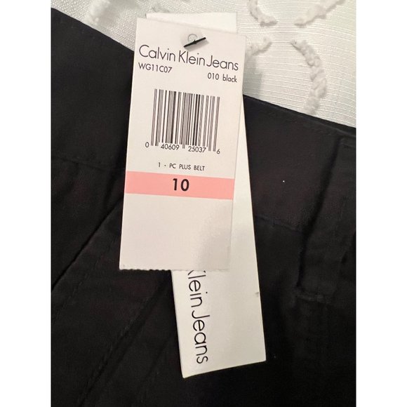 Calvin Klein Jeans Womens Shorts Size 10 Black Flat Front 100% Cotton NWT - Picture 5 of 5